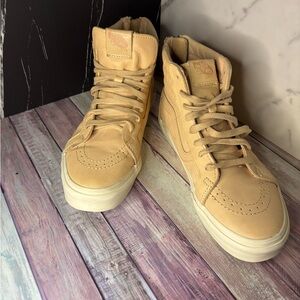 Vans Beige Pleather High-Top Sneakers